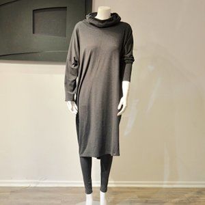 Charcoal Capacious Cowl Neck Midi Dress